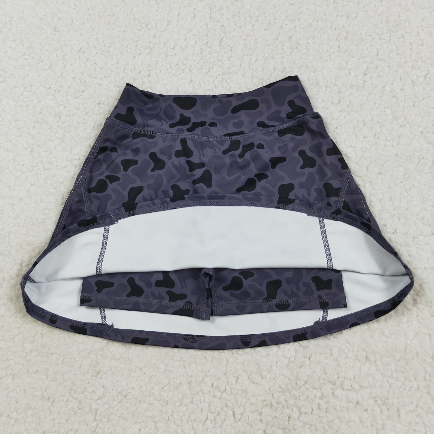 RTS NO MOQ(In Stock ) GLK0130 Duck and Puppy Gray and Black Camouflage Yoga Skirt