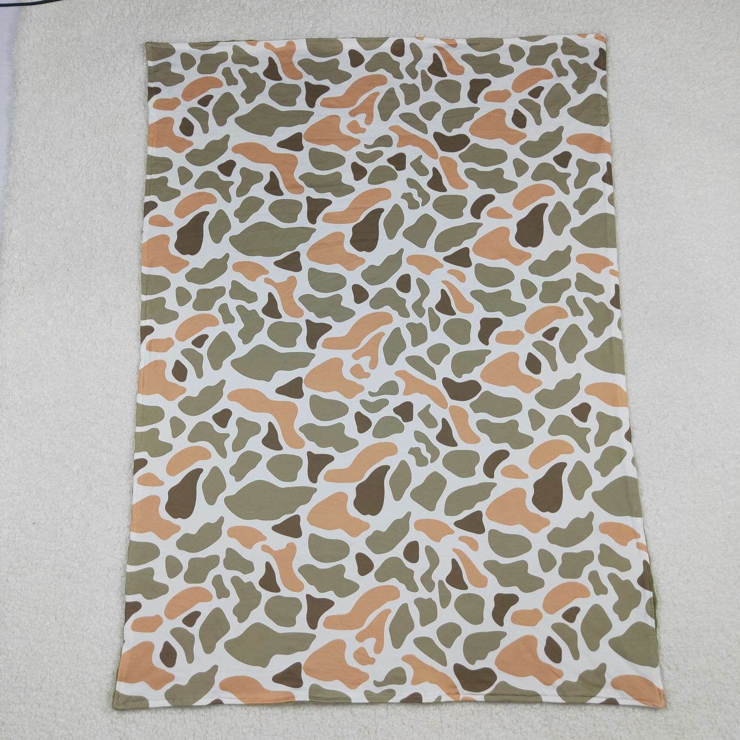 RTS NO MOQ(In Stock) BL0223 Calligraphy Green Camouflage White Baby Blanket