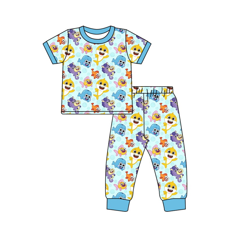 Custom moq 3 eta 7/8week moq 5 eta /4/5week cartoon Short Sleeve Pants Set