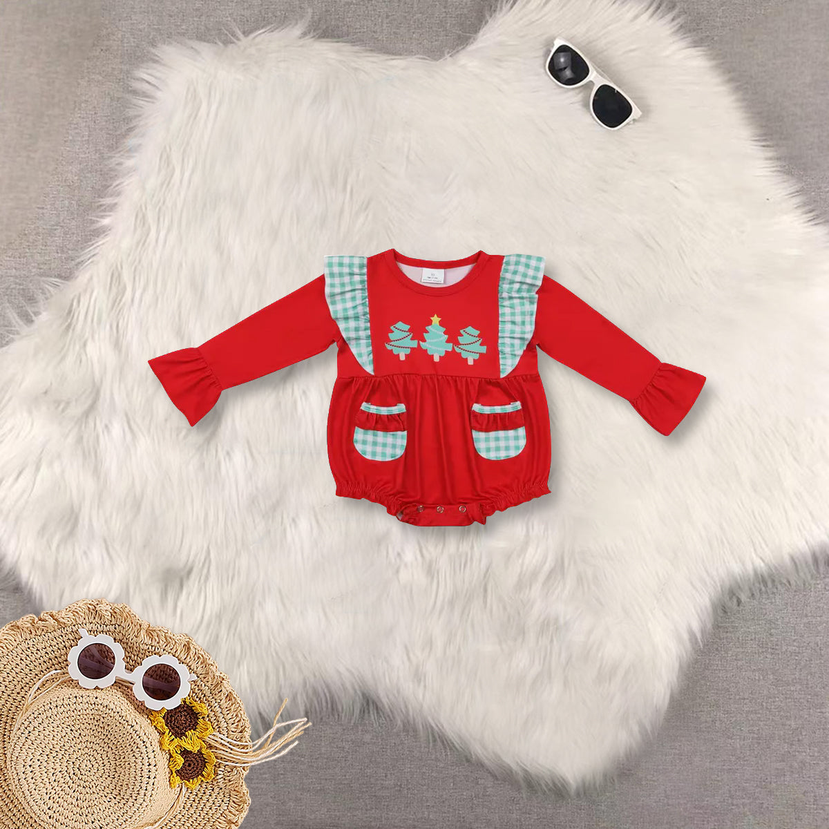 RTS NO MOQ baby girl clothes Christmas long sleeve Rompers Clothes Sets