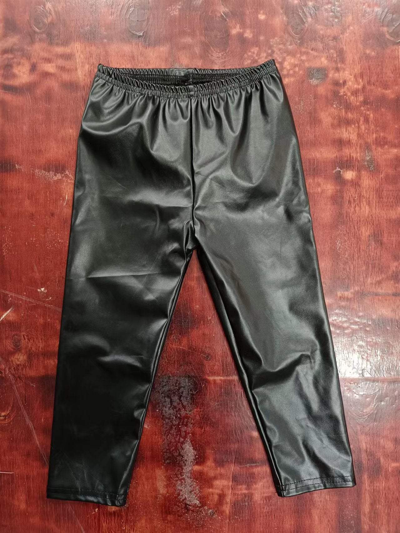 Custom MOQ 5 girls black leather pants