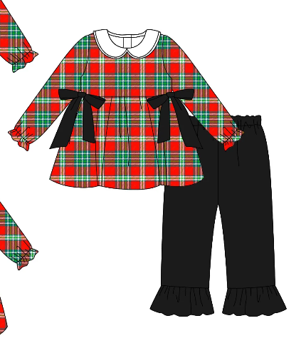 PRE ORDER Deadline September 2 custom no moq Christmas Christmas black and green long-sleeved trousers suit