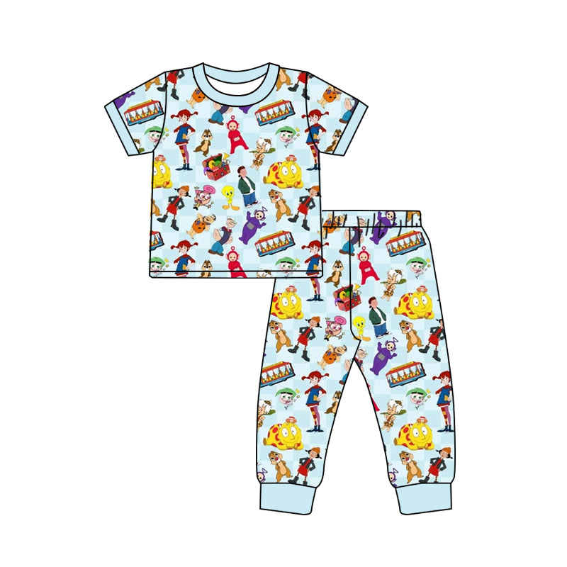 Custom moq 3 eta 7/8week moq 5 eta /4/5week cartoon Short Sleeve Pants Set
