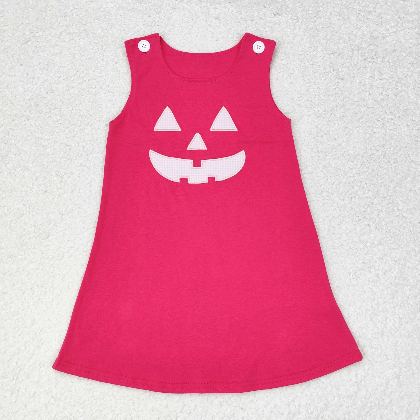 RTS NO MOQ(In Stock ) GSD1361 Halloween embroidery smiley rose red sleeveless dress