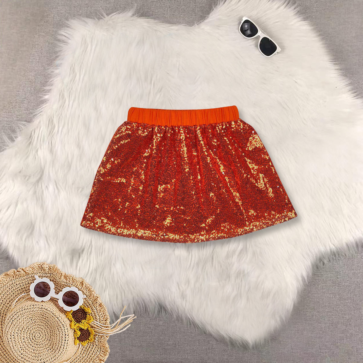 RTS NO MOQ Sibling baby girls clothes pumpkin short sleeve short skirts sets and Top and skirts