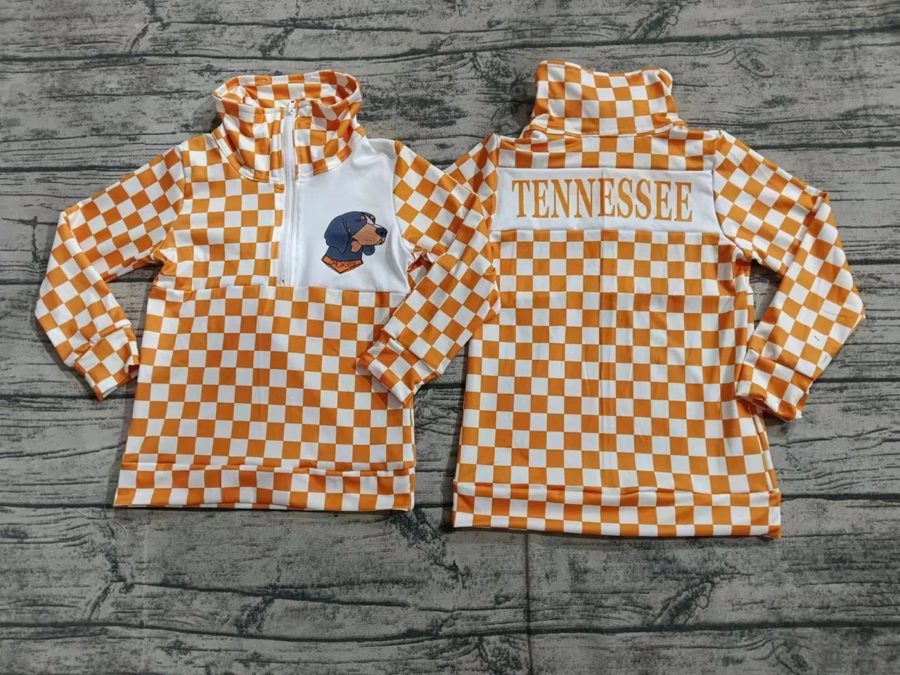 PRE ORDER Deadline August 4 close custom no moq Children's boutique clothing Boys Plaid Orange Pullover boys dog