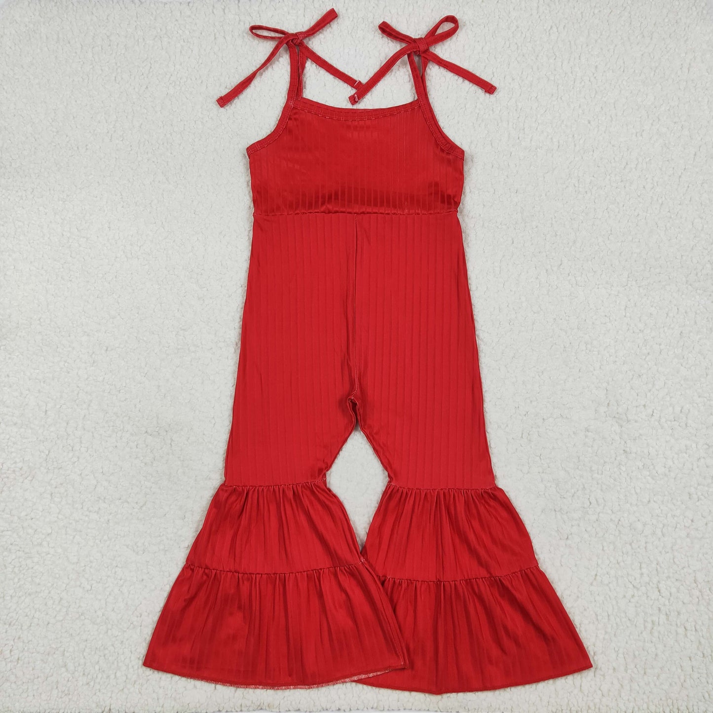 RTS NO MOQ(In Stock)SR3163 Plain red ribbed suspender jumpsuit