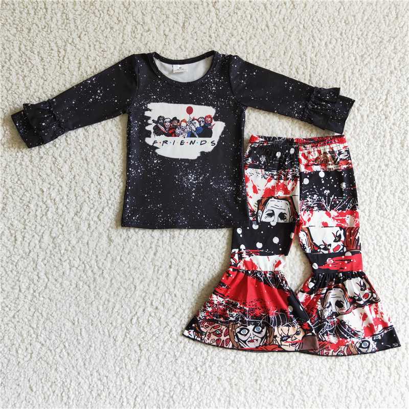 RTS NO MOQ(In Stock) 6 B6-33 FRIENDS Halloween Clown Long-Sleeved Top and Flared Pants Set