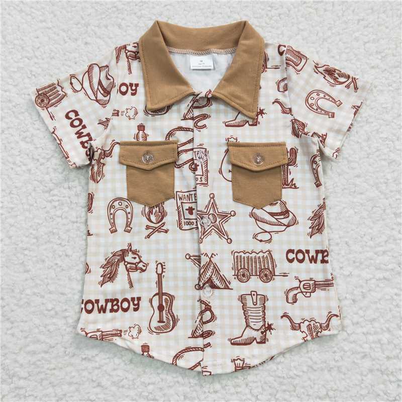 BT0148 Boys COWBOY Cowboy Guitar Short Sleeve Top
