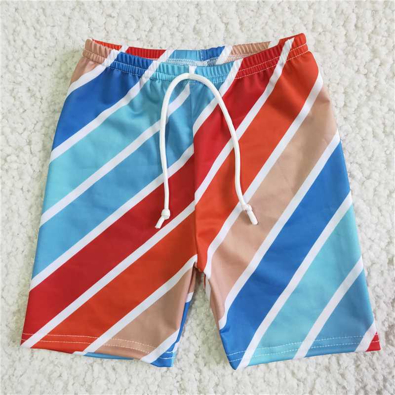 RTS SS0005Blue and yellow striped drawstring swimming trunks