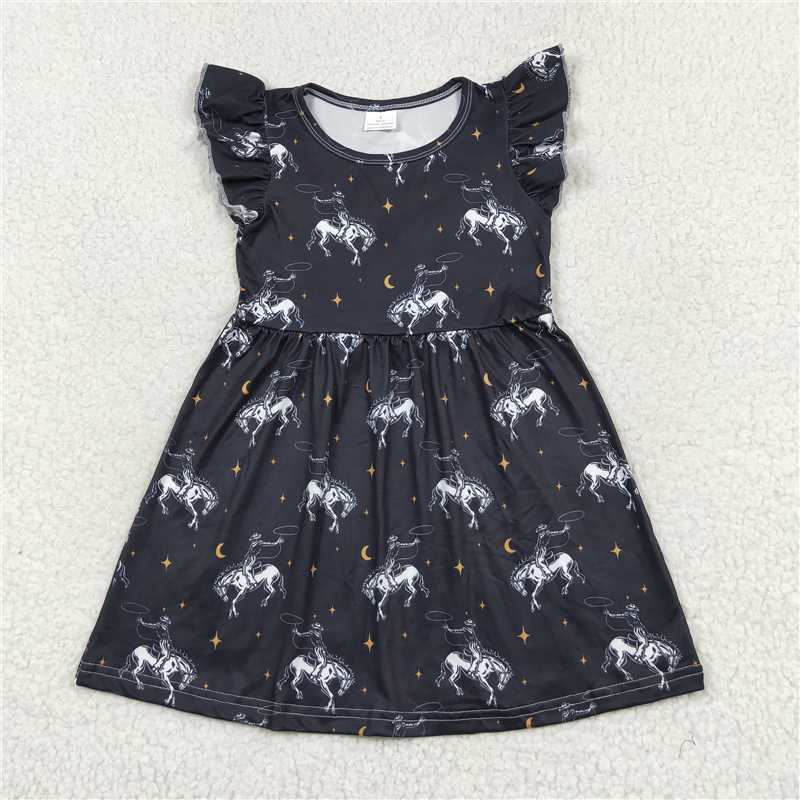 Horse riding star moon black flying sleeve dress 骑马星星月亮黑色飞袖裙