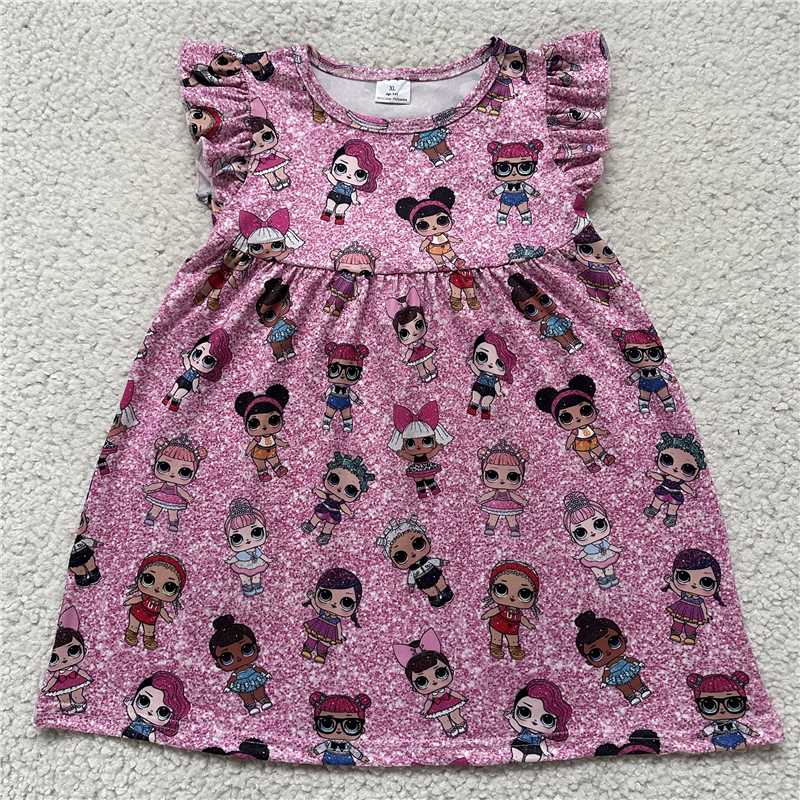 Bow girl pink flying sleeve dress 蝴蝶结女孩粉色飞袖裙