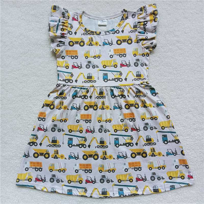 Excavator gray flying sleeve dress 挖机灰色飞袖裙