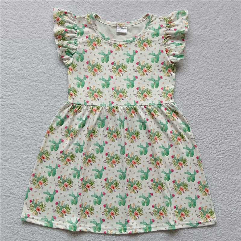 Cactus flower white flying sleeve dress 仙人掌花朵白色飞袖裙