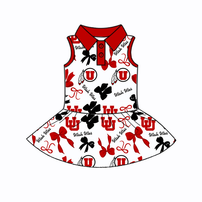 Custom moq 5 mix sizes summer teams baby girls clothes team red short sleeve skirts shorts sets dress 1 and dress 2 and dress 3 and dress 4-25.5.26