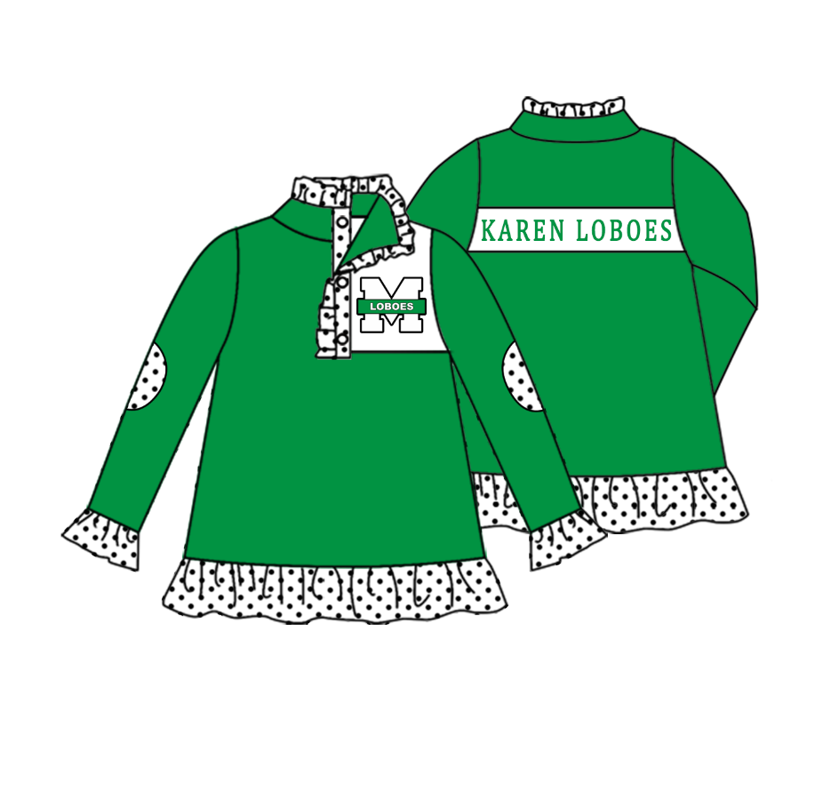 PRE ORDER Deadline July 21 custom no moq Children's boutique clothing soprt teams Green Button Zip Jacket
