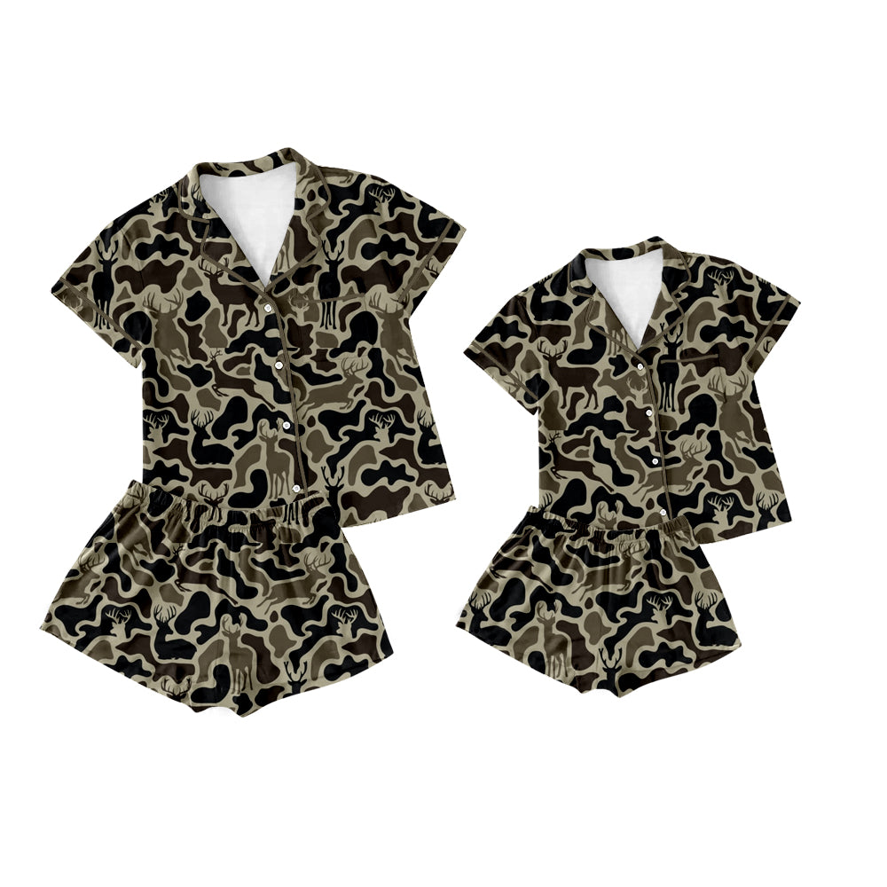 25.11.21 custom each style moq 5 eta 6-8week Sibling Sister camouflage short sleeve shorts sets and adult set match design