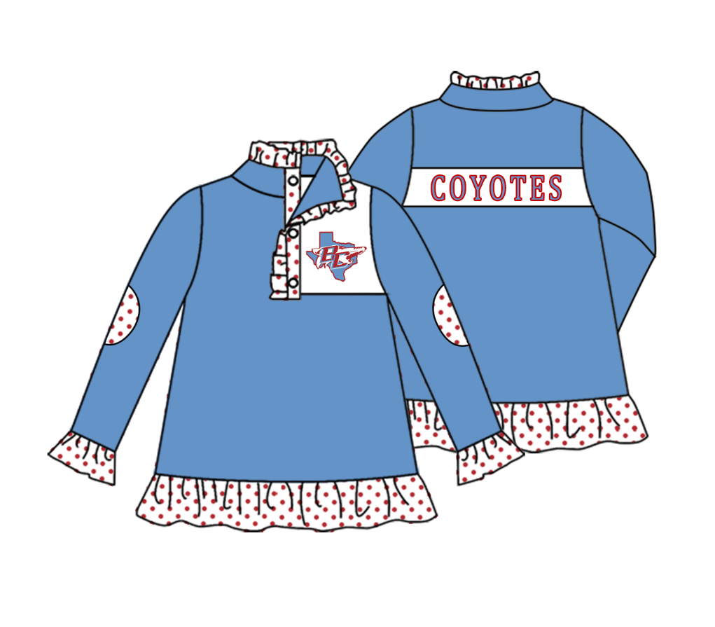 PRE ORDER Deadline July 21 custom no moq Children's boutique clothing soprt teams Blue Button Zip Jacket