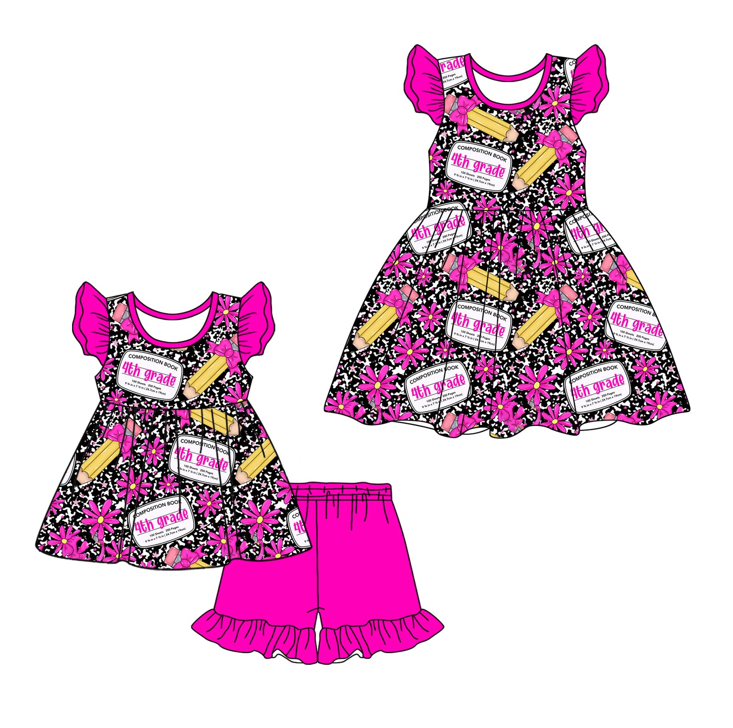 12.30 custom each style moq 5eta 4-6week Sibling Sister pencil baby girl short sleeve shorts sets and dresses match design