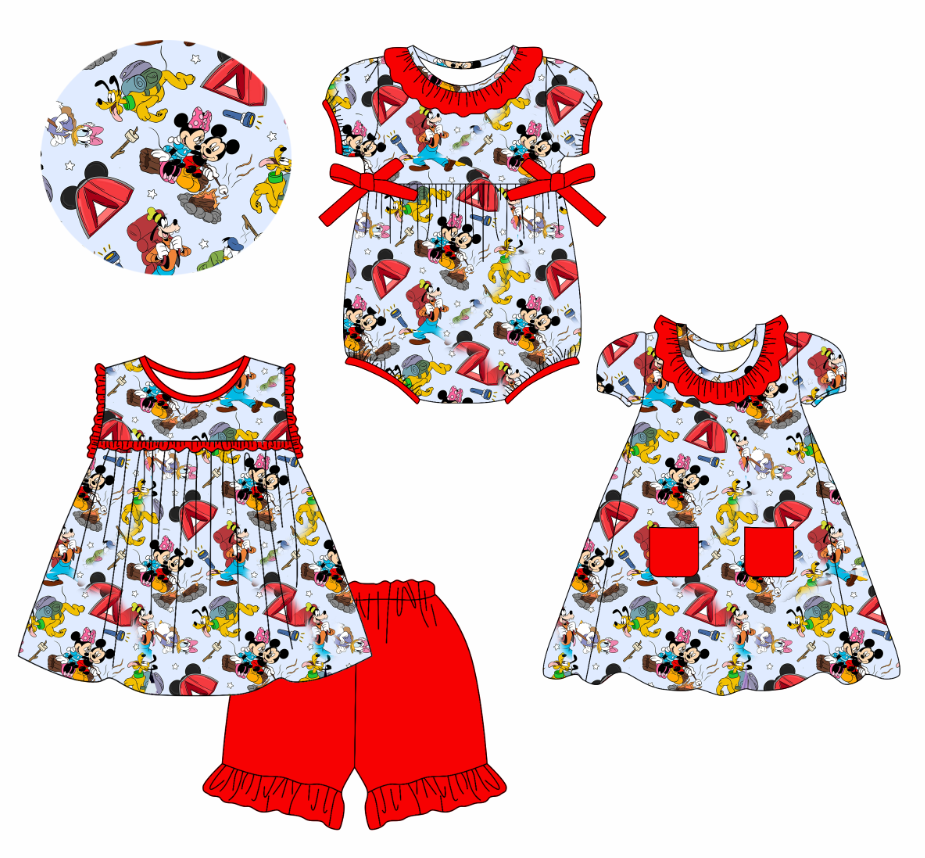 Custom summer cartoon baby girls clothes sets dress romper
