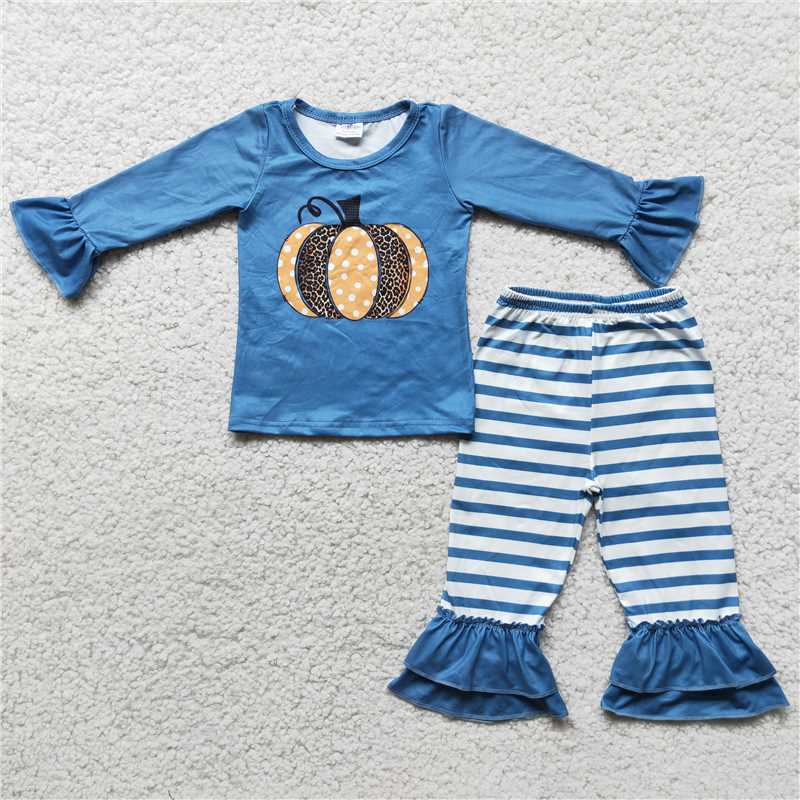 RTS NO MOQ(In Stock) 6 C10-39 Blue Pumpkin Stripe Set
