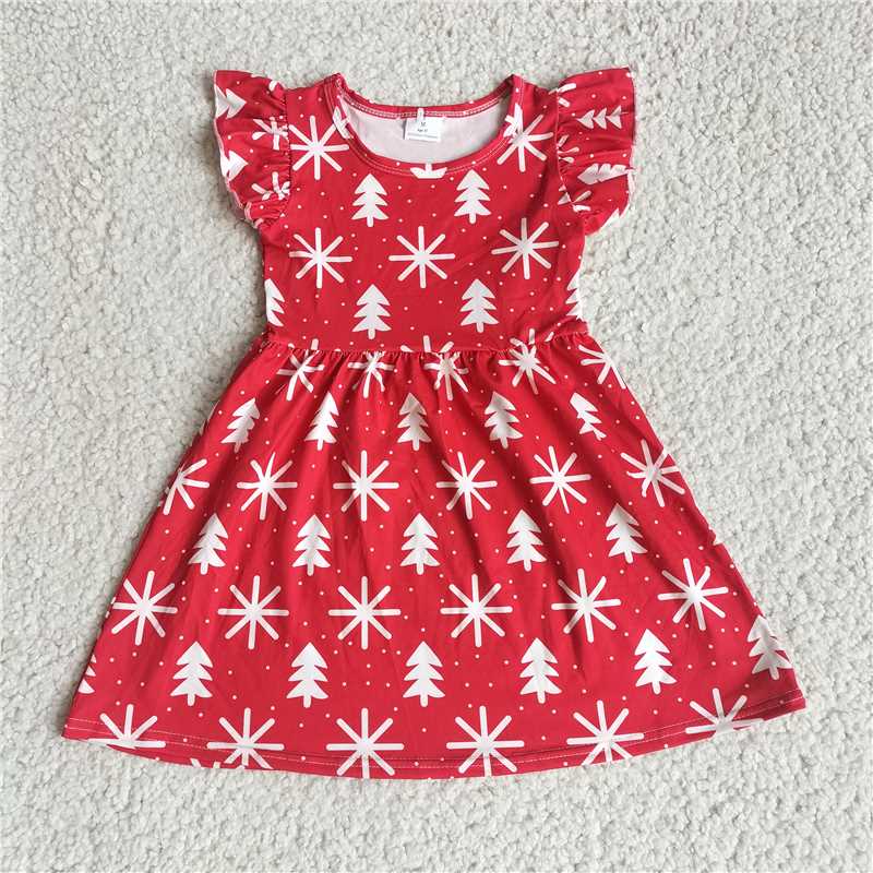 White tree red flying sleeve dress 白色树红色飞袖裙