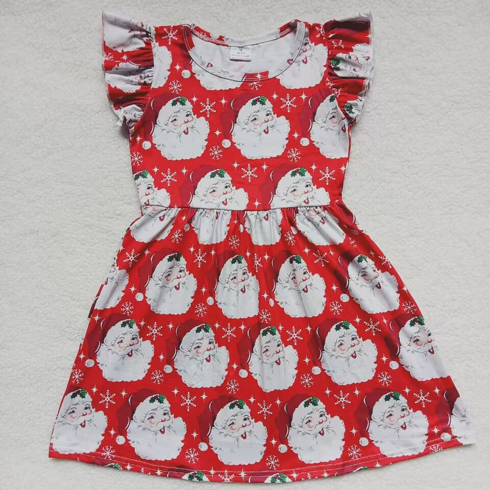 Santa Claus Snowflake Red Flying Sleeve Dress 圣诞老人雪花红色飞袖裙