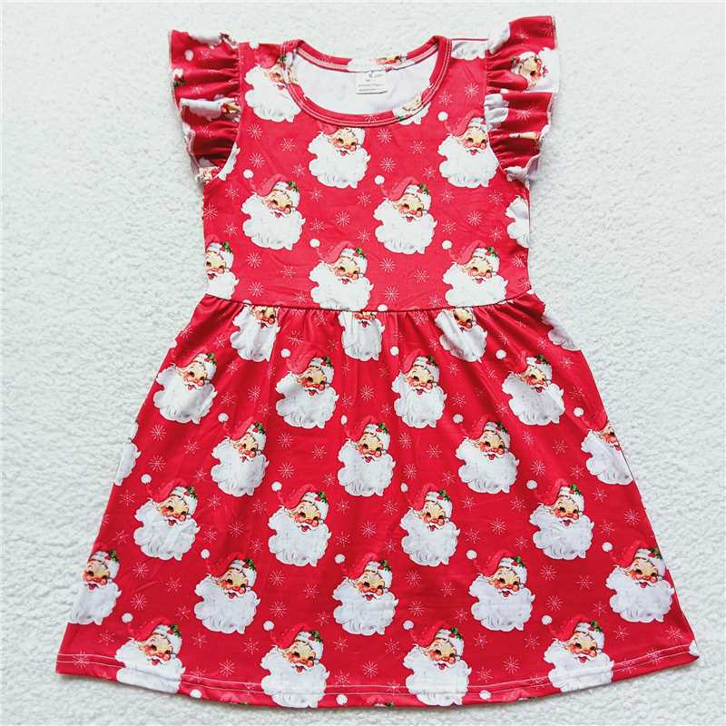 Santa Claus Snowflake Red Flying Sleeve Dress 圣诞老人雪花红色飞袖裙