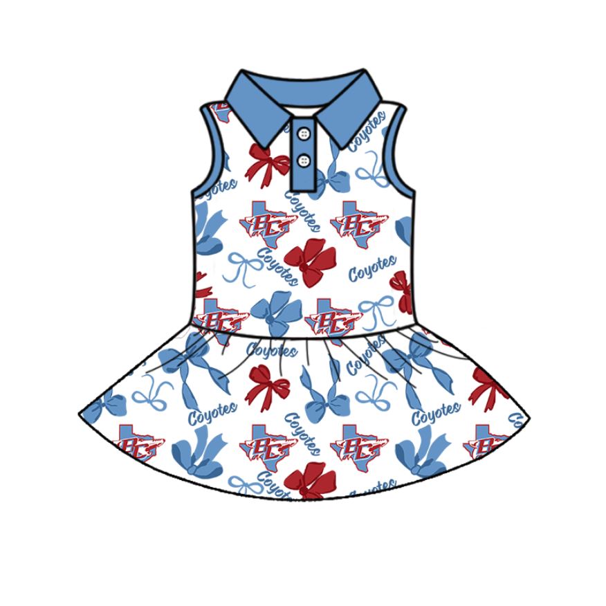 PRE ORDER Deadline July 21 custom no moq Children's boutique clothing sport teams blue dress