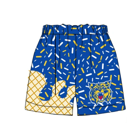 PRE ORDER Deadline July 28 custom no moq Children's boutique clothing Blue Gold White Summer Ice Cream Shorts
