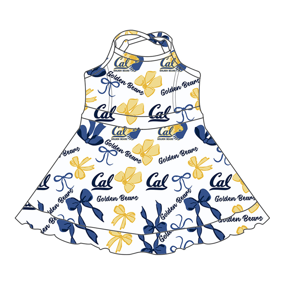 Custom moq 5 mix sizes summer teams baby girls clothes team blue short sleeve skirts shorts sets dress 1 and dress 2 and dress 3 and dress 4-25.5.24