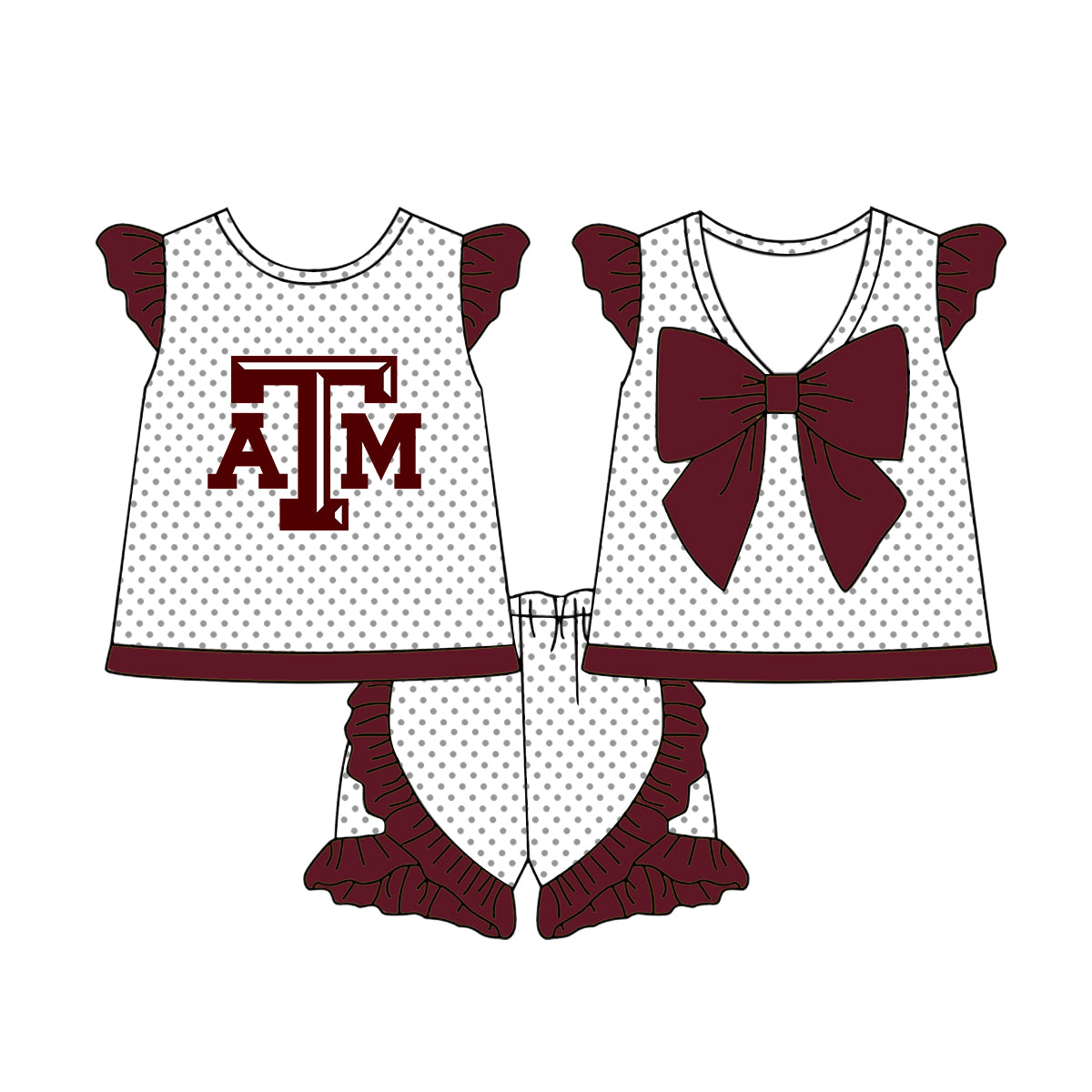 Custom summer teams baby girls clothes team brick red sets dress top-25.5.5