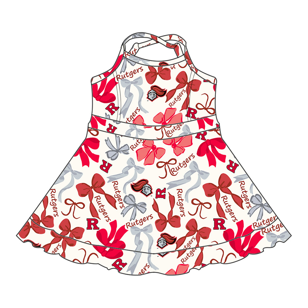 Custom moq 5 mix sizes summer teams baby girls clothes team red short sleeve skirts shorts sets dress 1 and dress 2 and dress 3 and dress 4-25.5.13