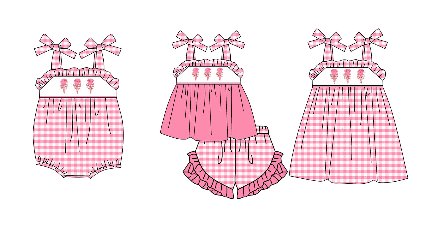 26.1.6 custom each style moq 5 eta 6-8week Sibling Sister baby short sleeve shorts sets and romper and dress match design