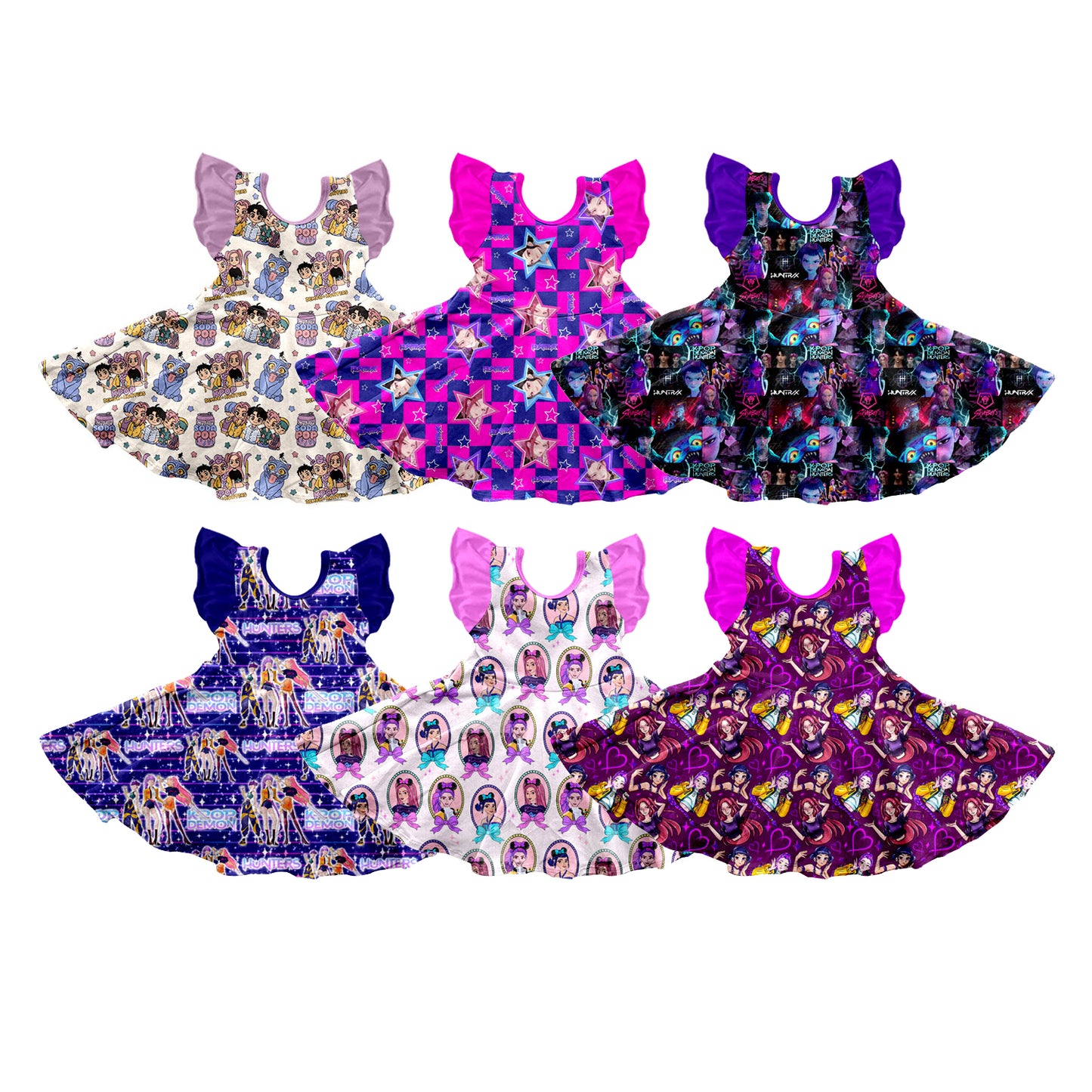 25.11.25 custom each style moq 5 eta 6-8week Sibling Sister cartoon baby girl short sleeves dress 6 match design