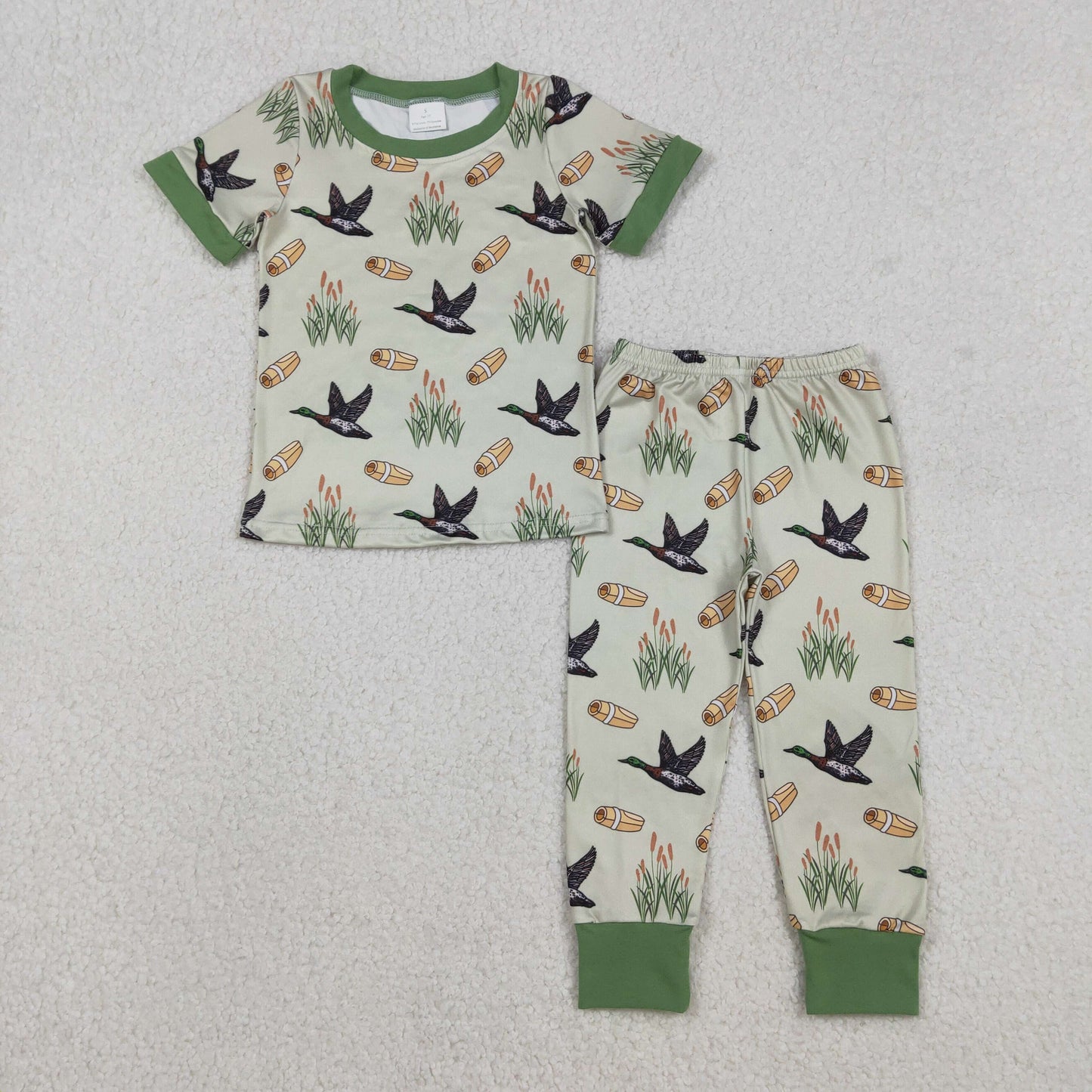 RTS NO MOQ(In Stock) Duck Green Short-Sleeve Pants Pajama Set