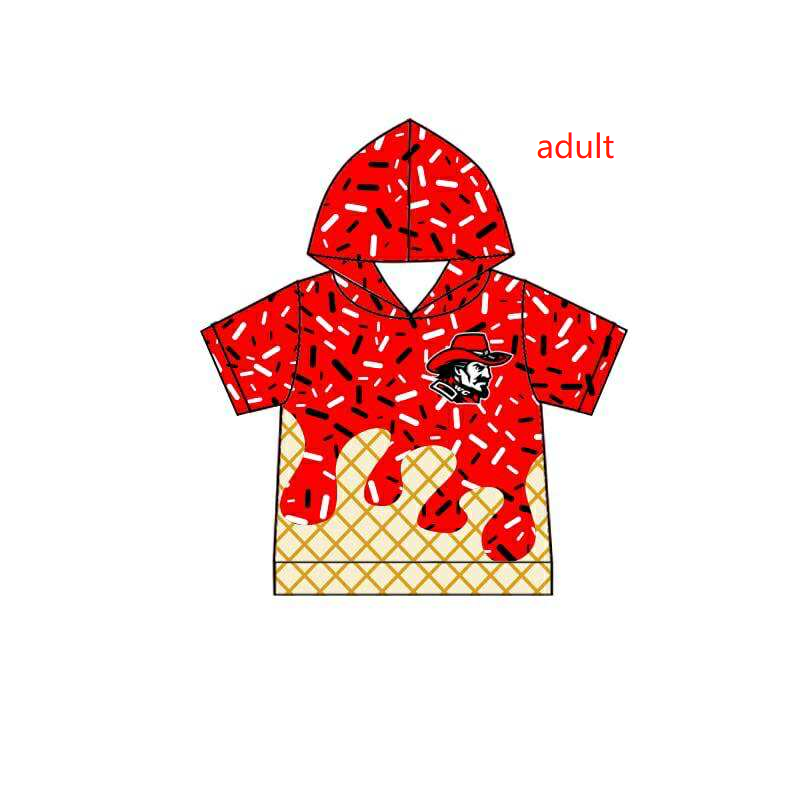 PRE ORDER Deadline August 1 custom no moq Children's boutique clothing Adult Tops Short-sleeved red hooded top