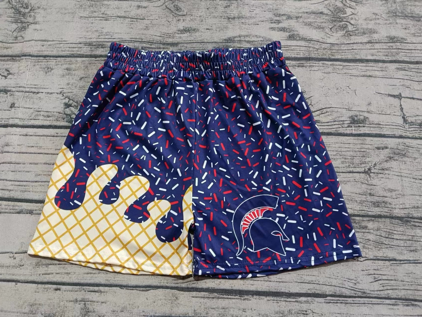 custom moq 3 eta 6-8weeks kids and adult Gold White Beach Summer Shorts