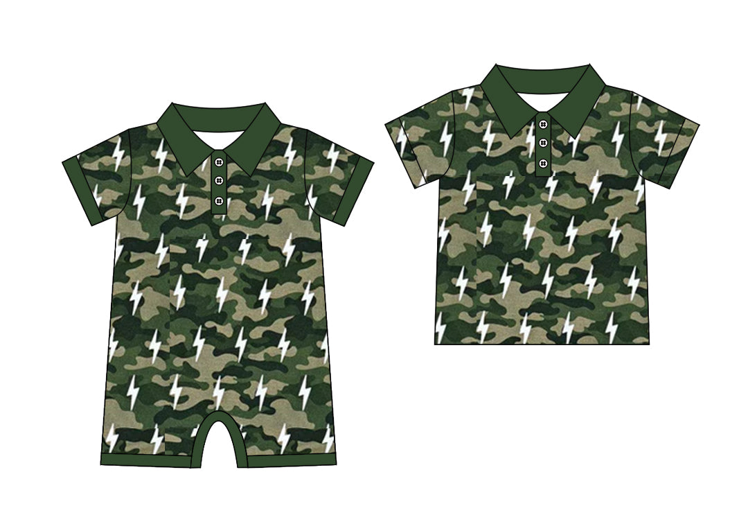 25.11.28 Custom each style moq 5 eta 6-8 week Sibling Sister camouflage baby boy short sleeve top and rompers match family design