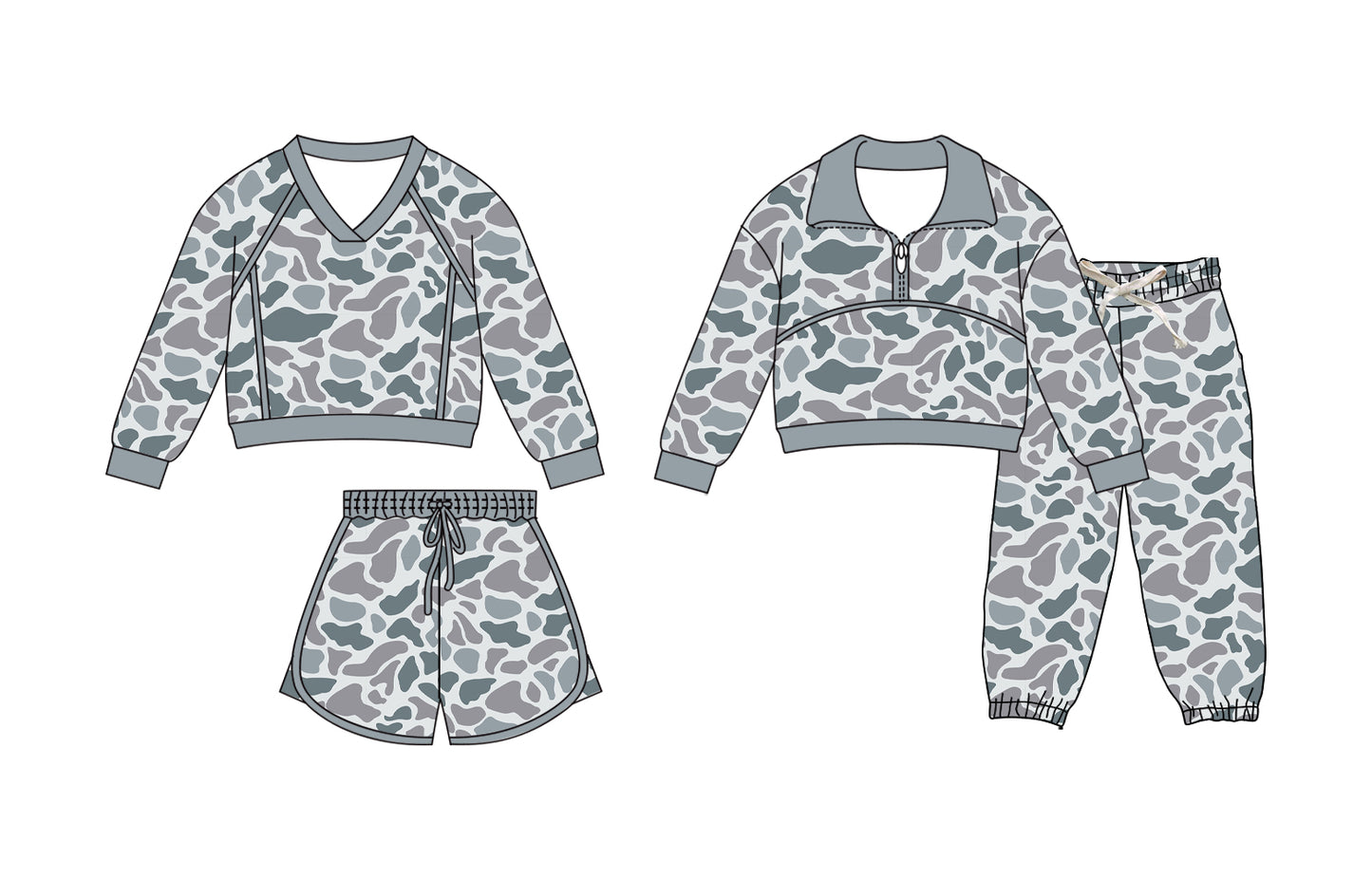 25.11.27 custom each style moq 5 eta 6-8week Sibling Sisters camouflage baby girl long sleeve pants sets and skirts sets match family design