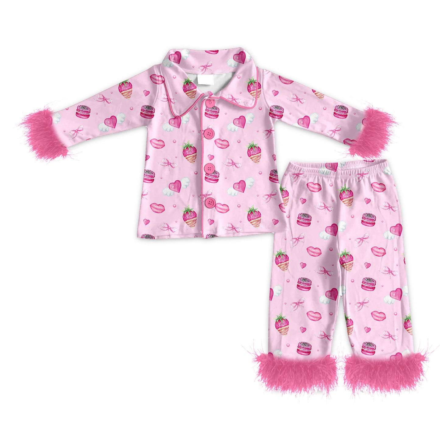 25.11.25 custom each style moq 5 eta 6-8week Sibling Sisters love strawberry bow plush baby girl clothes long sleeve pants sets