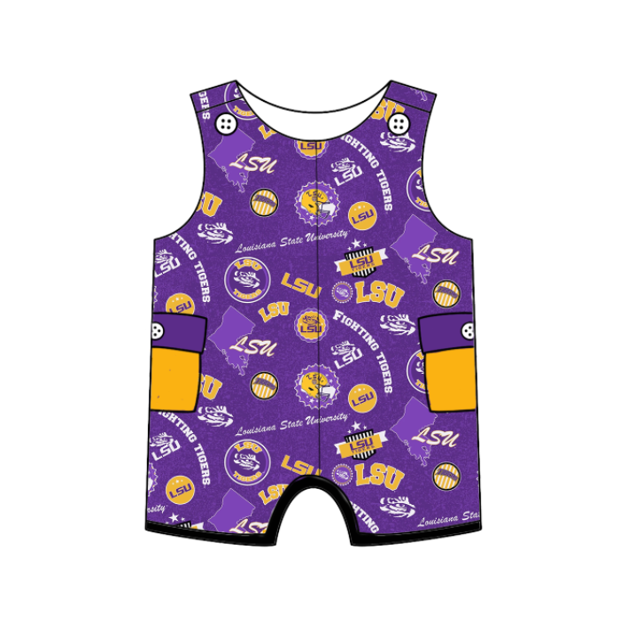 Custom summer teams baby girls clothes team purple sets dress romper-25.5.6