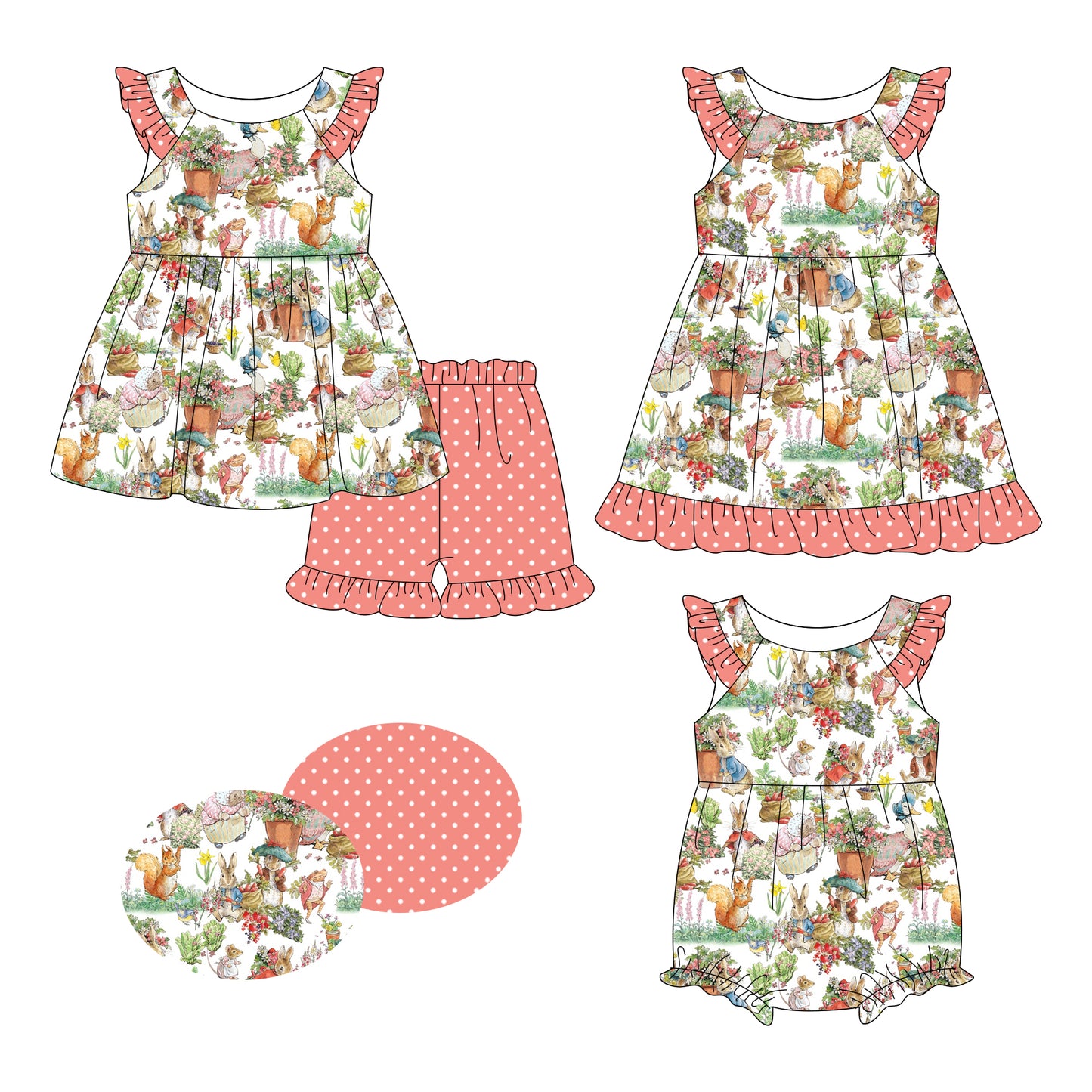 26.1.8 custom each style moq 5 eta 6-8week Sibling Sister baby short sleeve shorts sets and romper and dress match design
