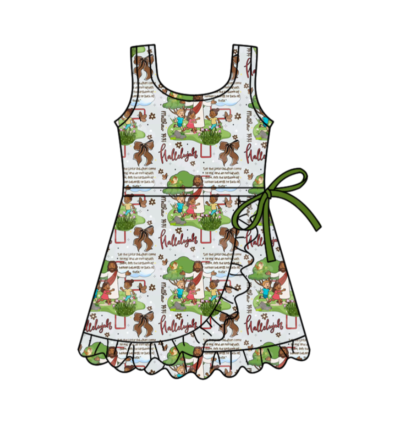 Custom moq 5 mix size milk silk baby girl clothes summer cartoon sleeveless dress