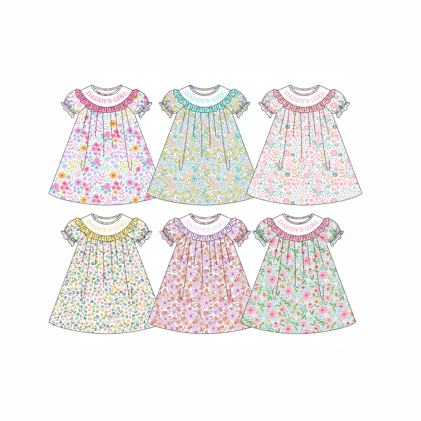 26.1.1 custom each style moq 5 eta 6-8week Sibling Sister baby short sleeve dresses 6 match design