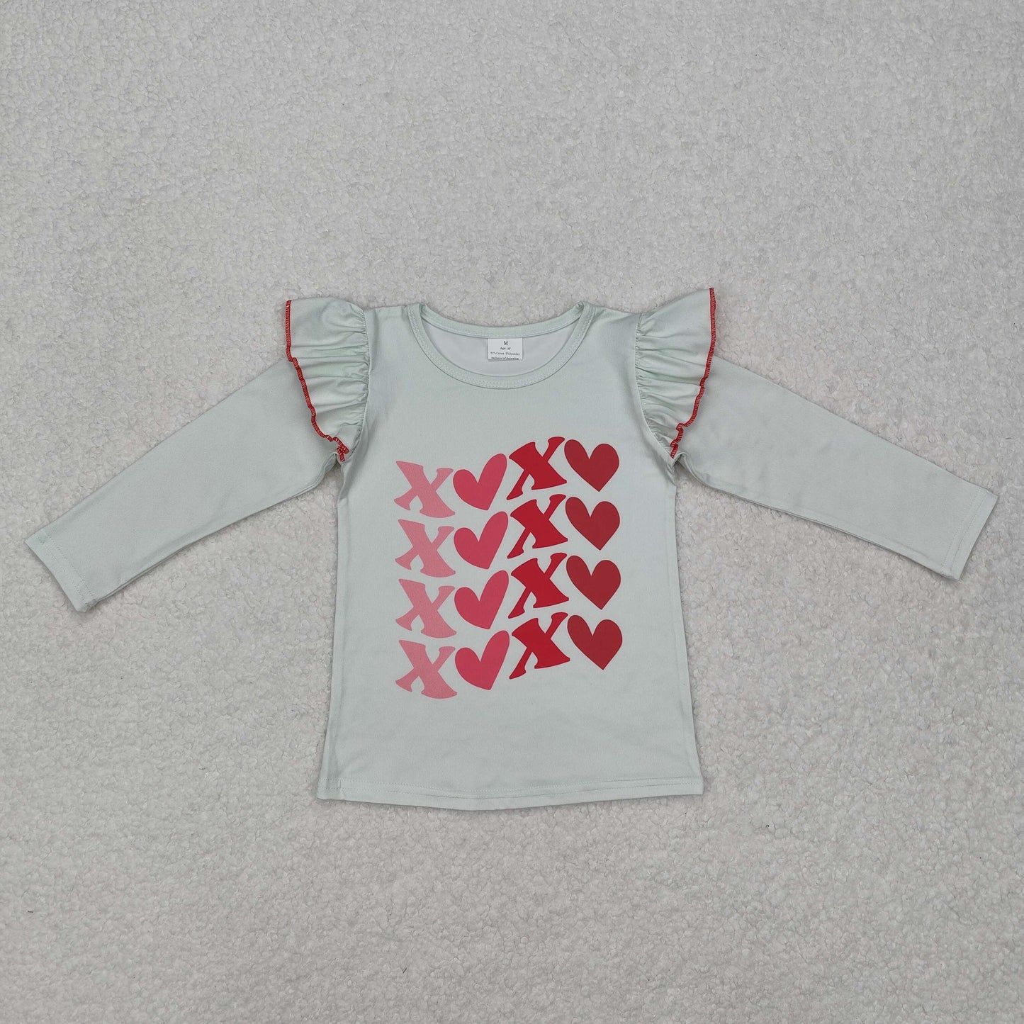 GT0441 xoxo letter love lace long sleeve top