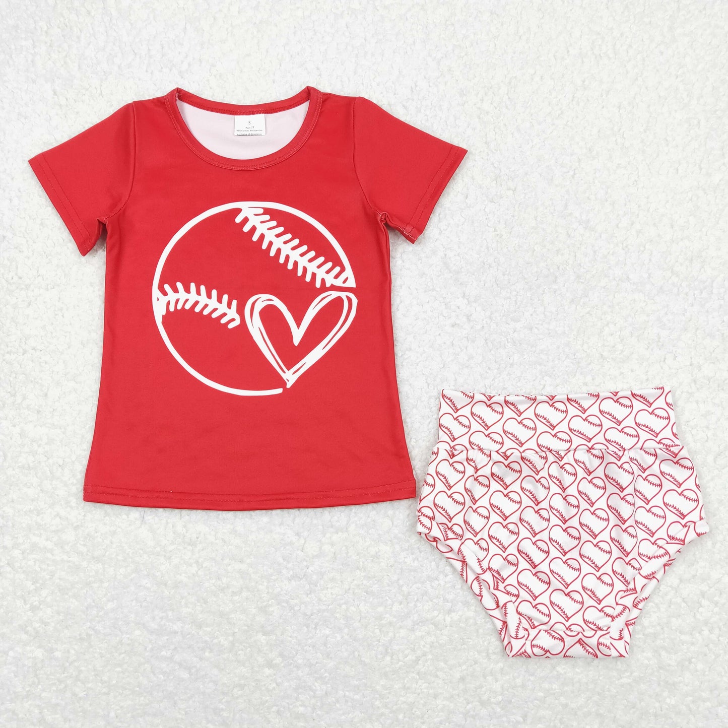 GT0430+SS0170 Baseball love red short-sleeved top Love baseball white briefs set