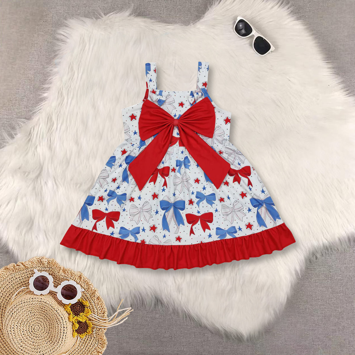 RTS baby girls clothes 4th of july short Sleeve dress