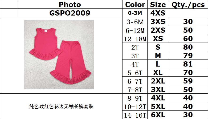 RTS NO MOQ GSPO2009 Pure rose red lace sleeveless trousers set