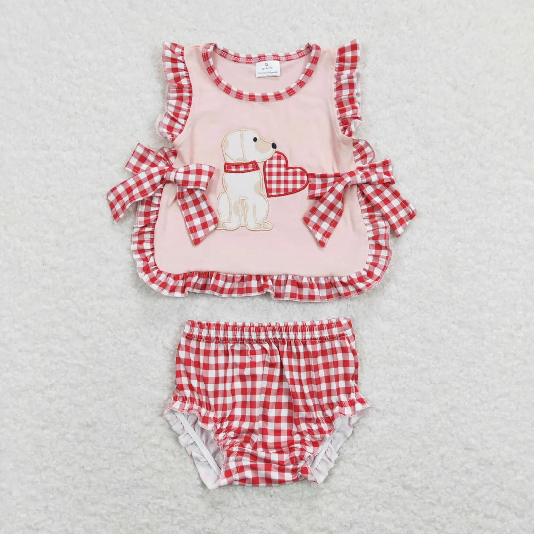 RTS NO MOQ Sibling baby boy girl clothes embroidery love short-sleeved pants suit & brief sets